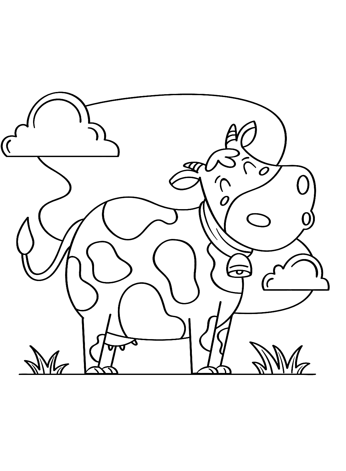 Feuille de coloriage de vache heureuse de Cow