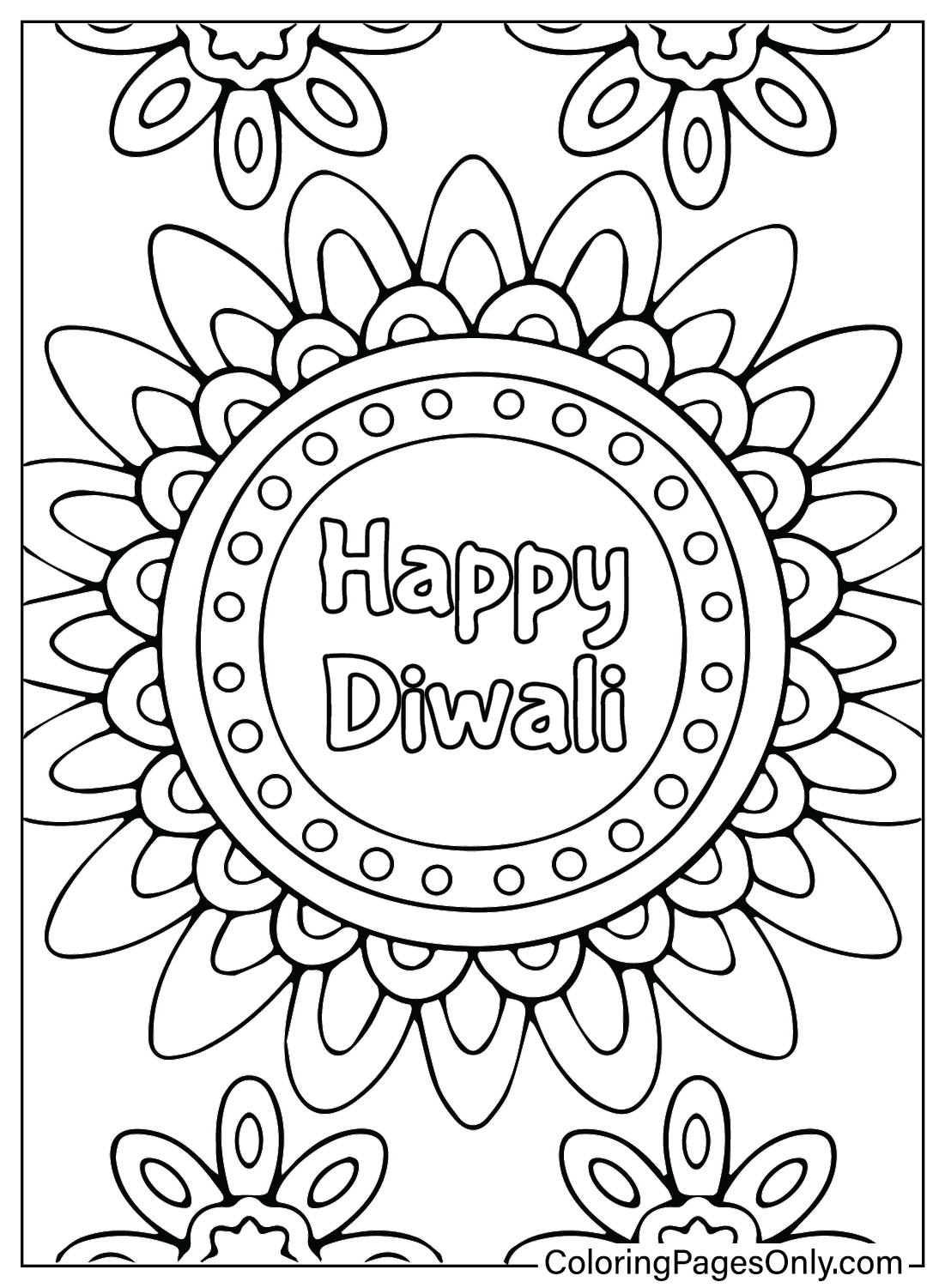 Happy Diwali Coloring Page Printable from Diwali