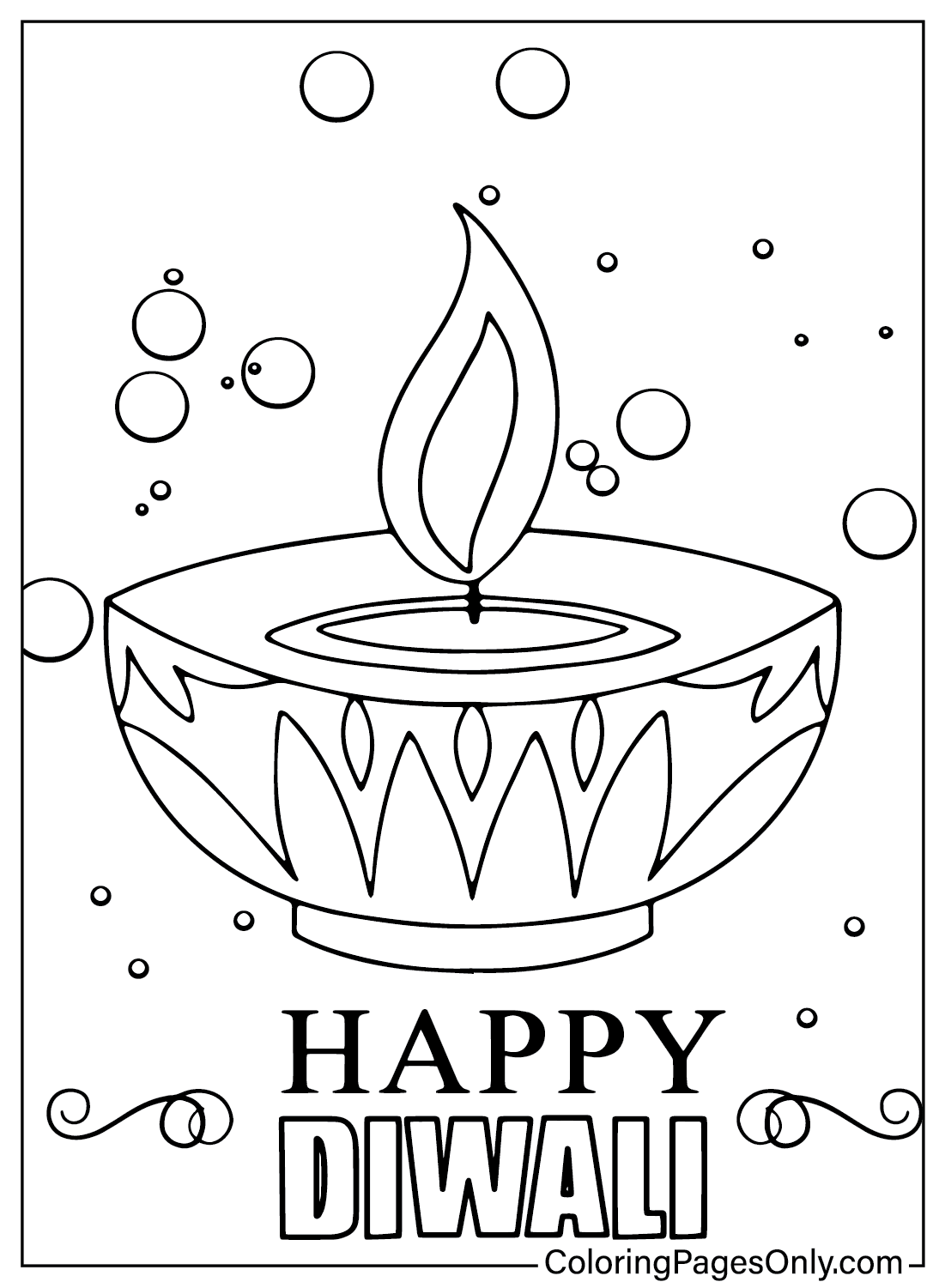Happy Diwali Coloring Page from Diwali