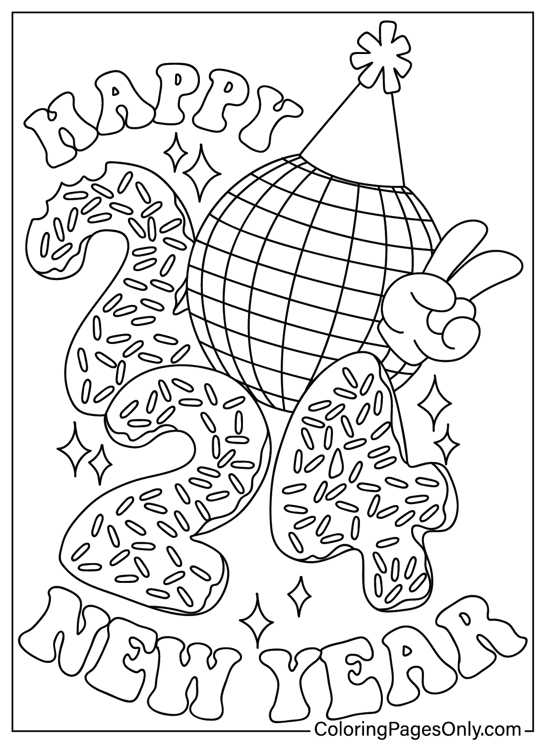 Happy New Year 2024 Coloring Pages to for Kids