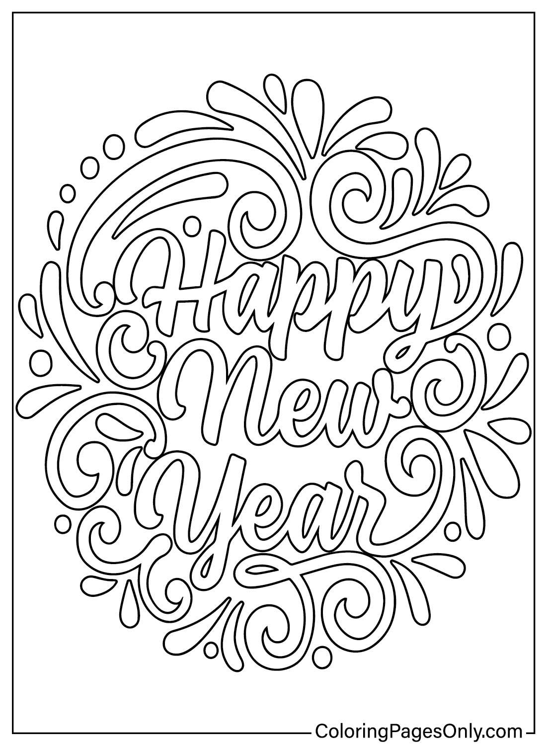 Happy New Year 2024 Coloring Sheet for Kids