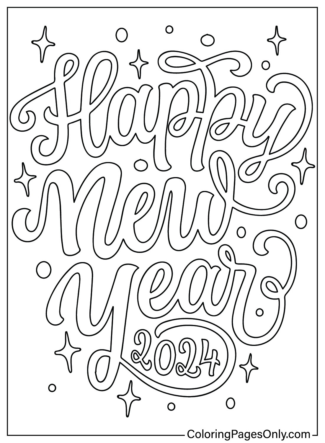 Happy New Year 2024 Coloring Sheet Free Printable Coloring Pages