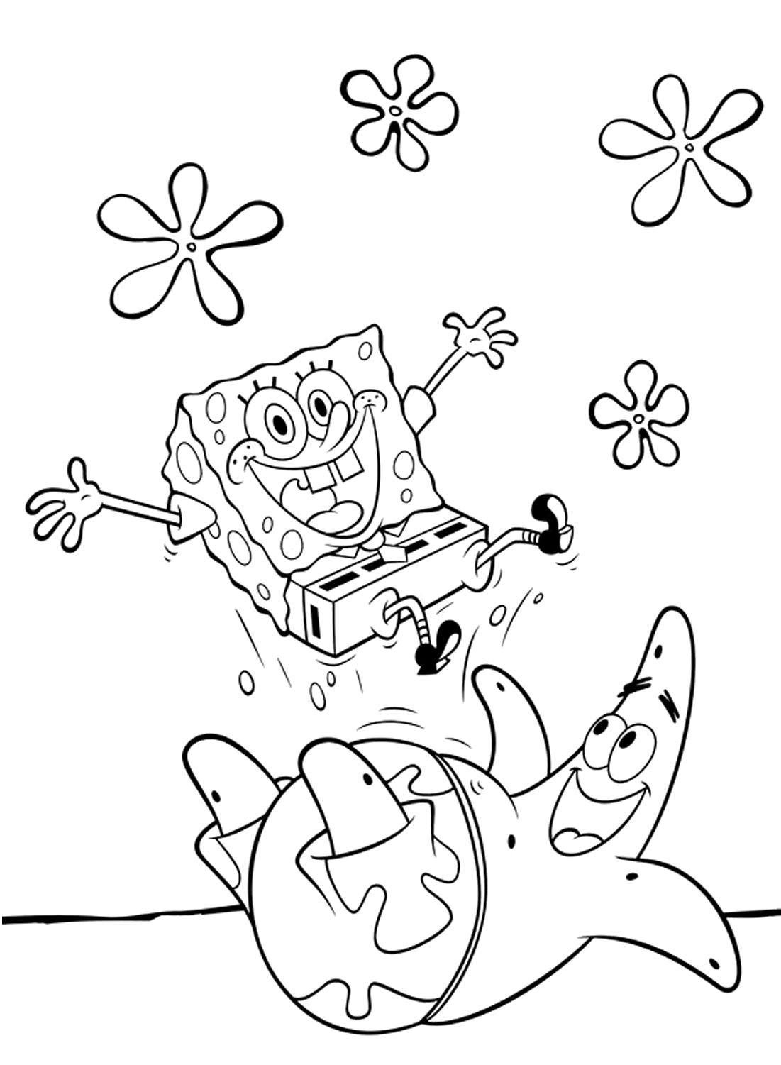 Pagina da colorare di Spongebob Squarepants felice da Spongebob