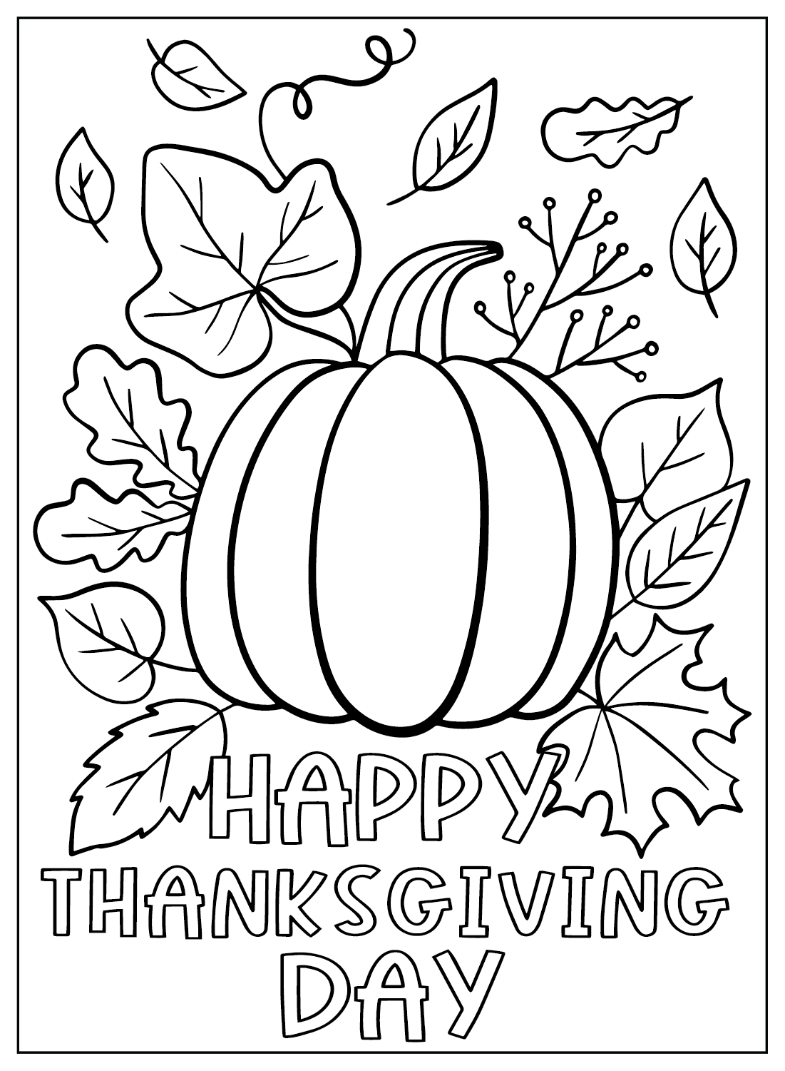 Цветная страница с Днем Благодарения от Дня Благодарения