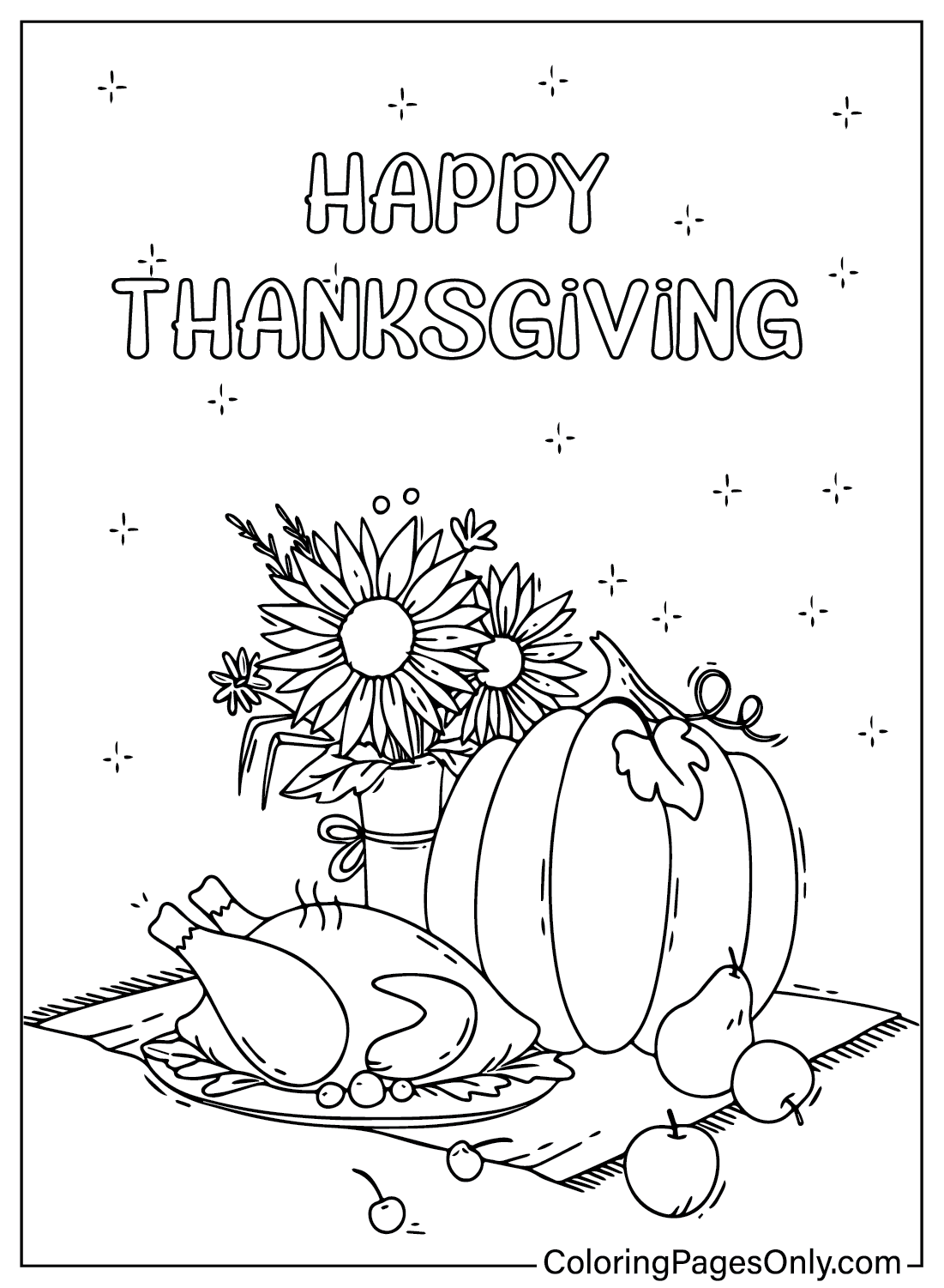 Pagina da colorare di Buon Ringraziamento gratuita