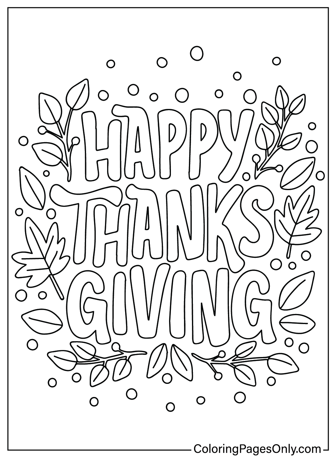 Pagina da colorare del Ringraziamento felice
