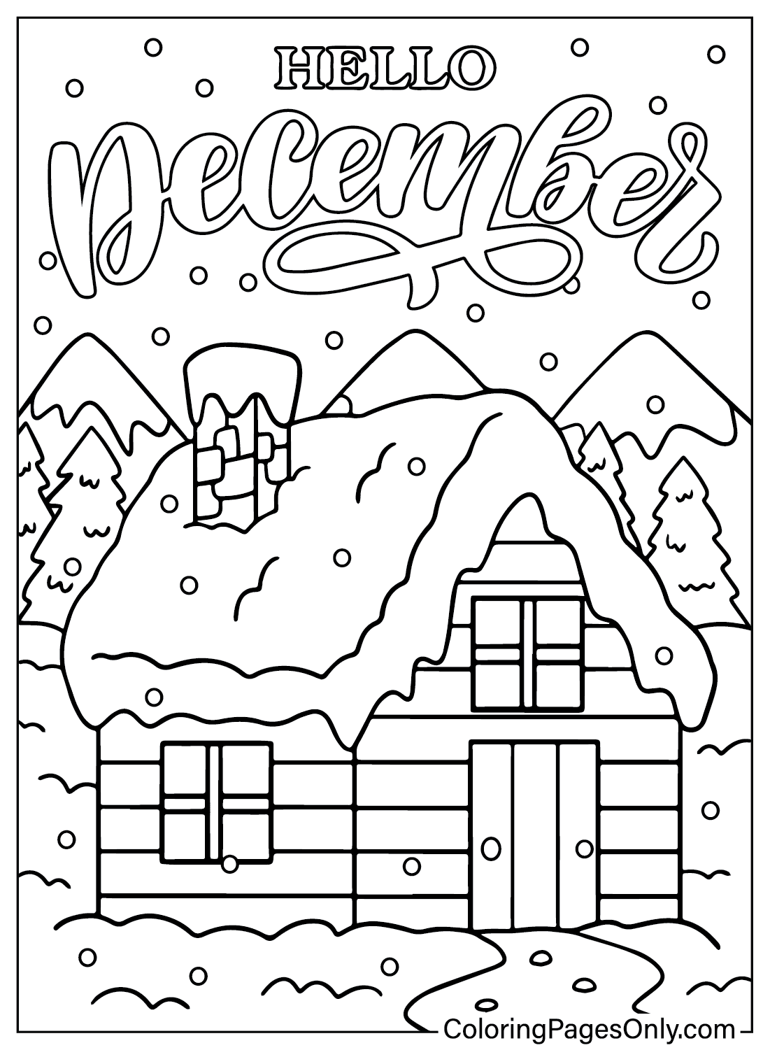 Hello December Coloring Page Free
