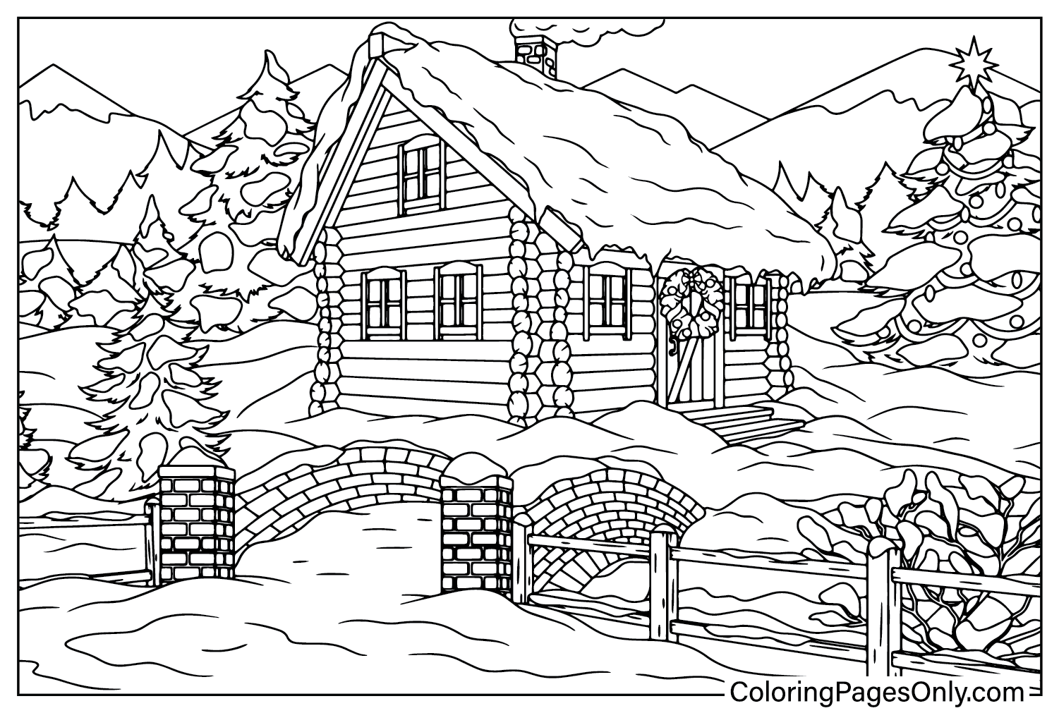 House Winter Coloring Page