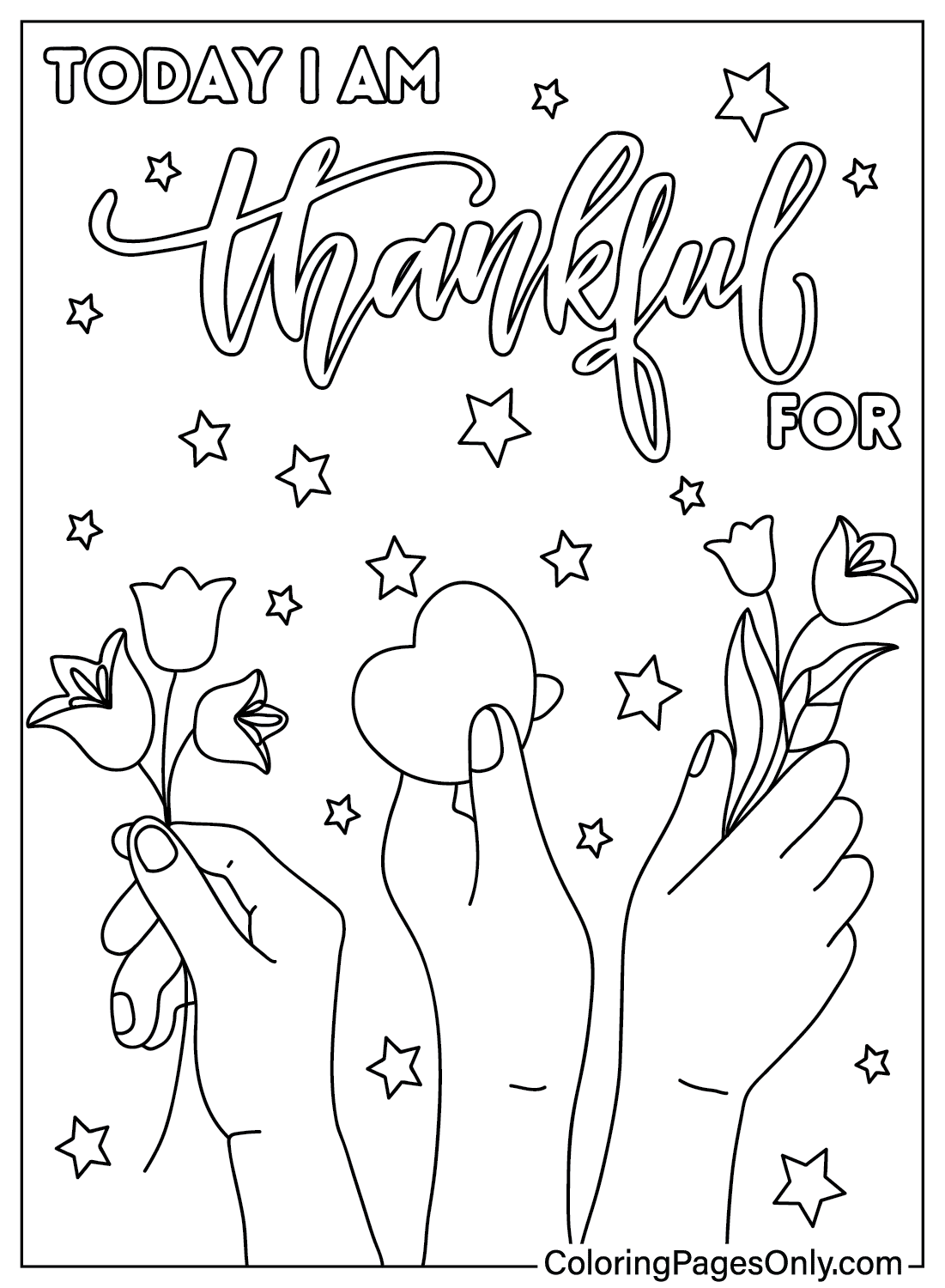 I Am Thankful For Coloring Sheet from I Am Thankful For