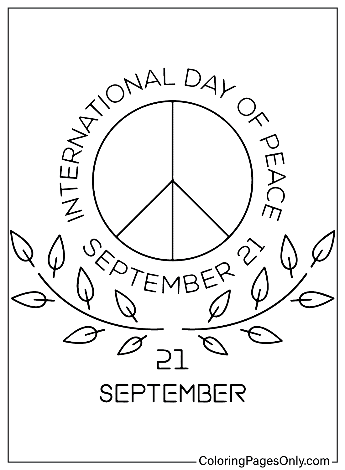 Internationale Dag van de Vrede Afbeeldingen om in te kleuren van de Internationale Dag van de Vrede