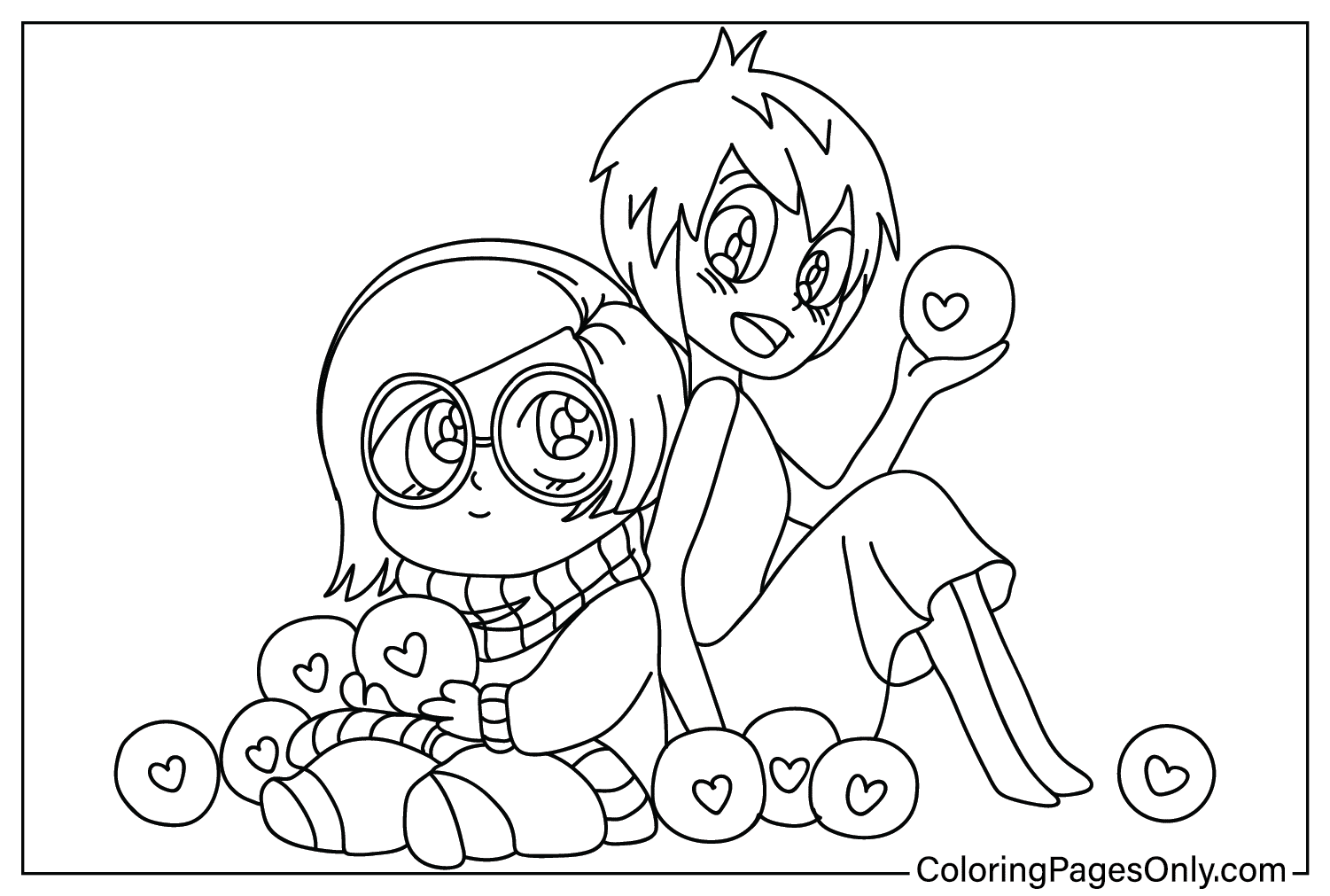 Joy and Sadness Inside Out 2 Coloring Page from Inside Out 2