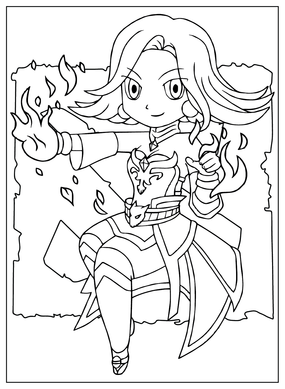 Lina Coloring Page from Dota 2
