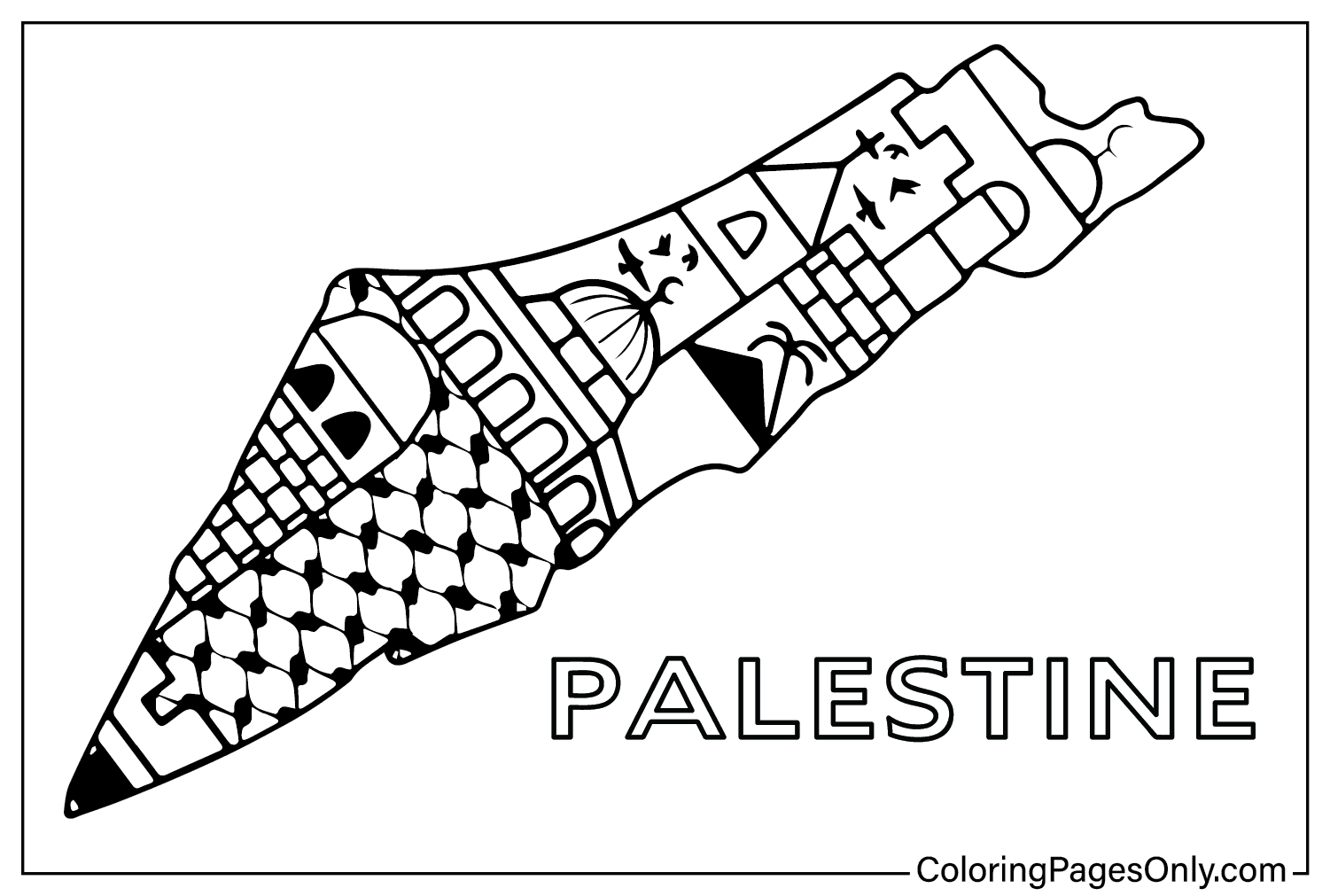 Раскраска Карта Палестины