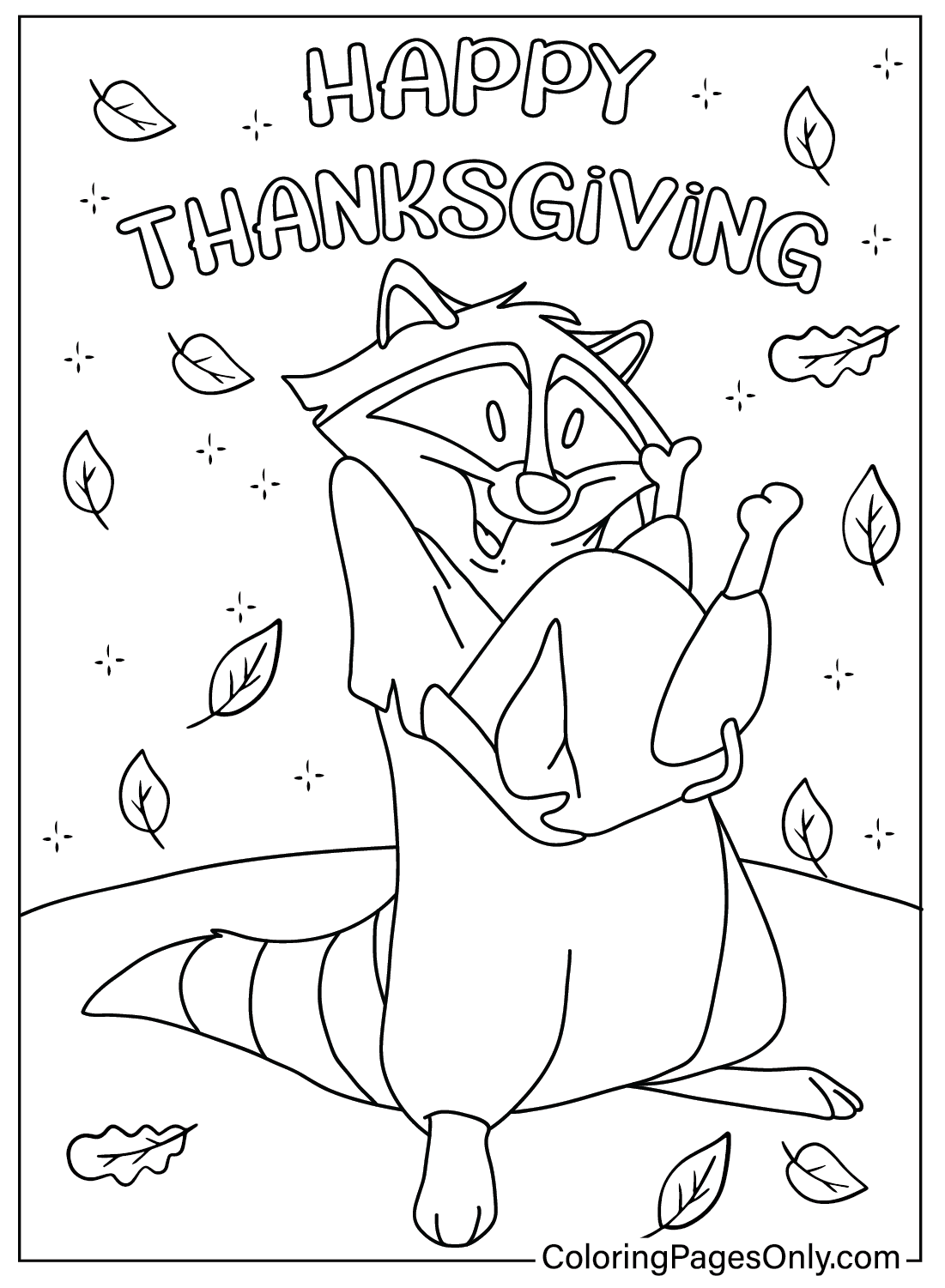 Página para colorir do Dia de Ação de Graças da Disney Meeko do Dia de Ação de Graças da Disney