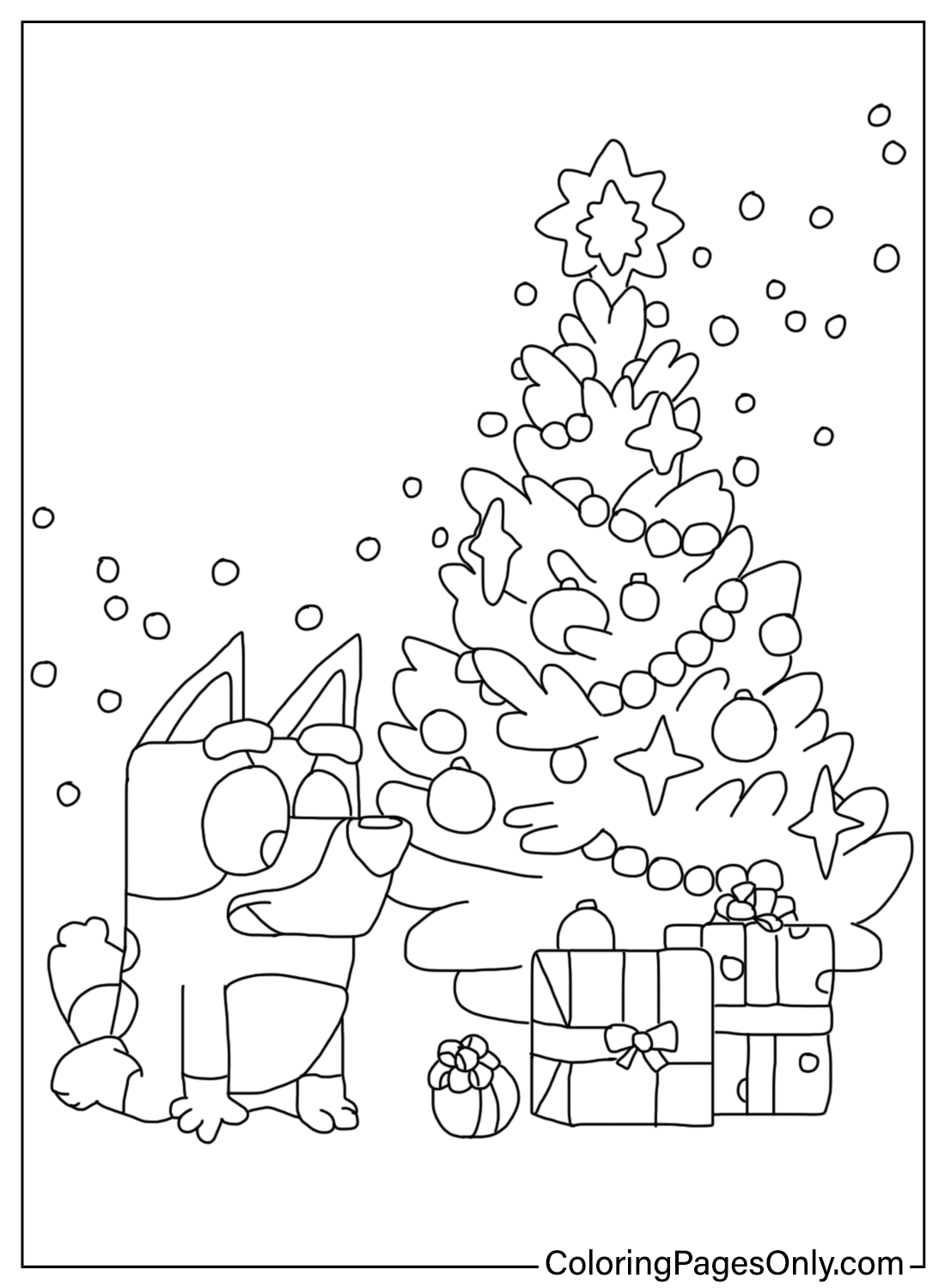 Desenhos para colorir de Mery Christmas Bluey do desenho animado de Natal