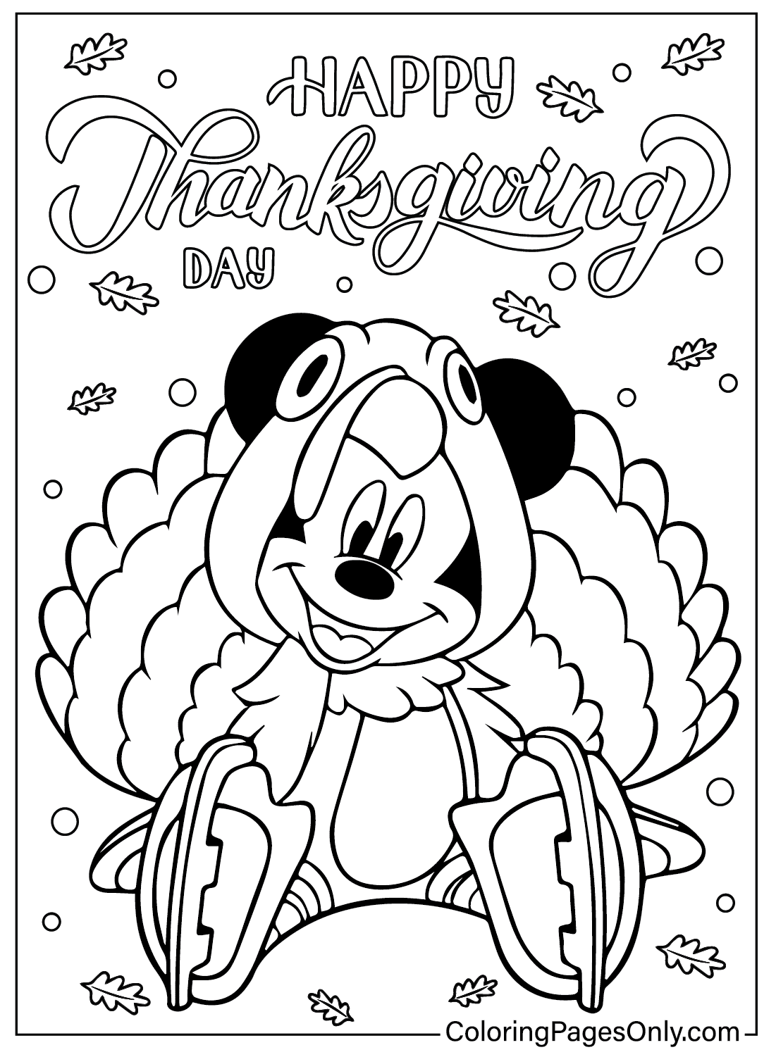 Mickey Disney Thanksgiving Kleurplaat van Disney Thanksgiving