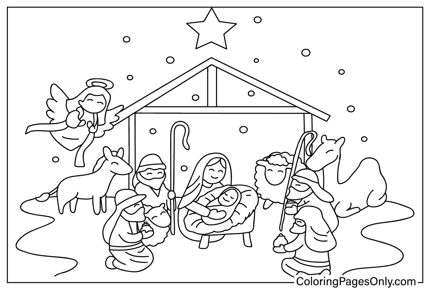 Nativity Scene Coloring Pages from Palestine