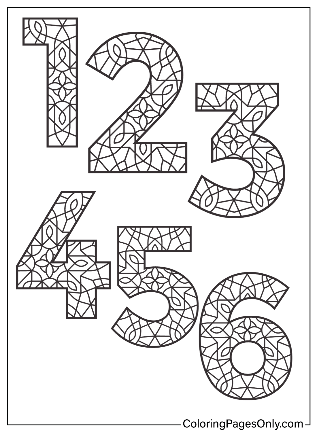 Numbers Mandala Coloring Pages
