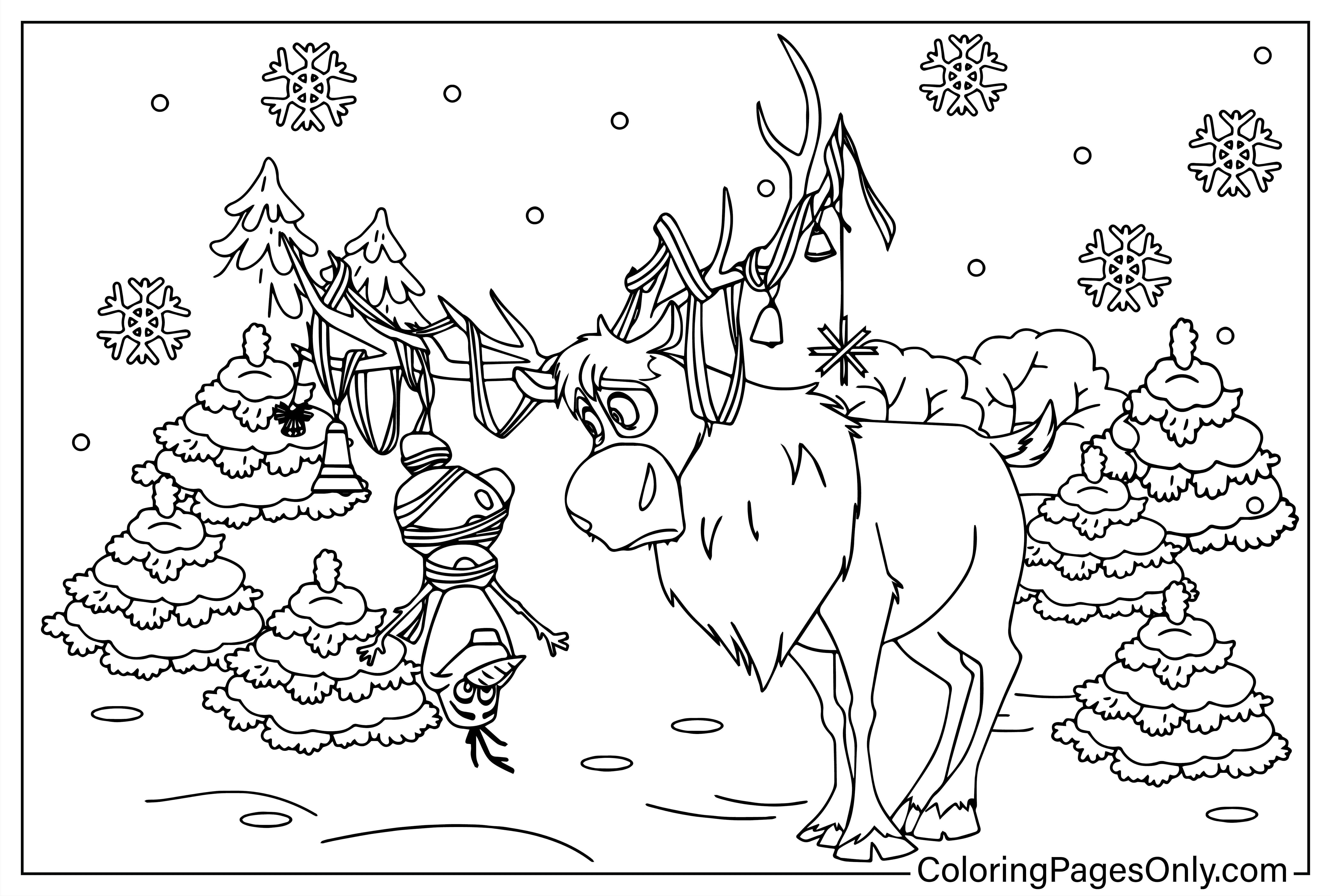 Olaf and Sven Coloring Page