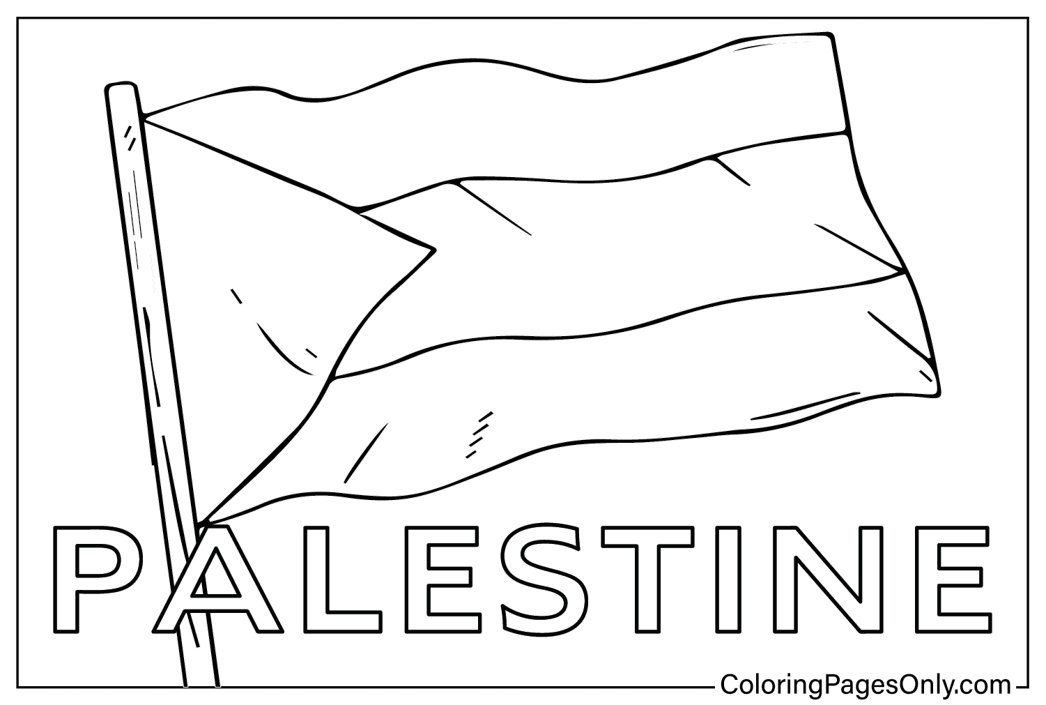 Pagina da colorare con la bandiera della Palestina