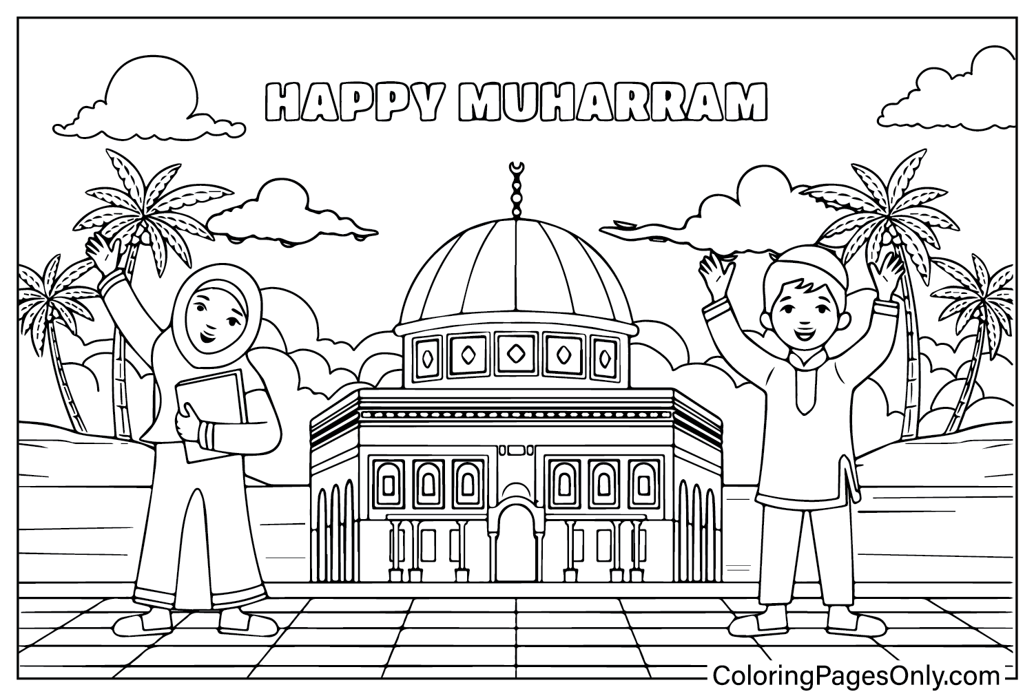 Pagina da colorare di Palestina Happy Muharram