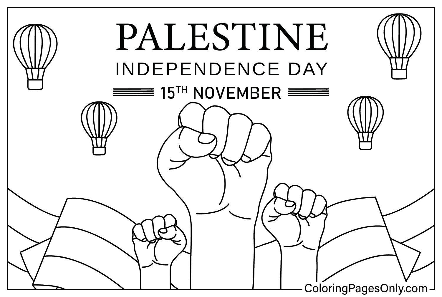Página para colorear del Día de la Independencia de Palestina