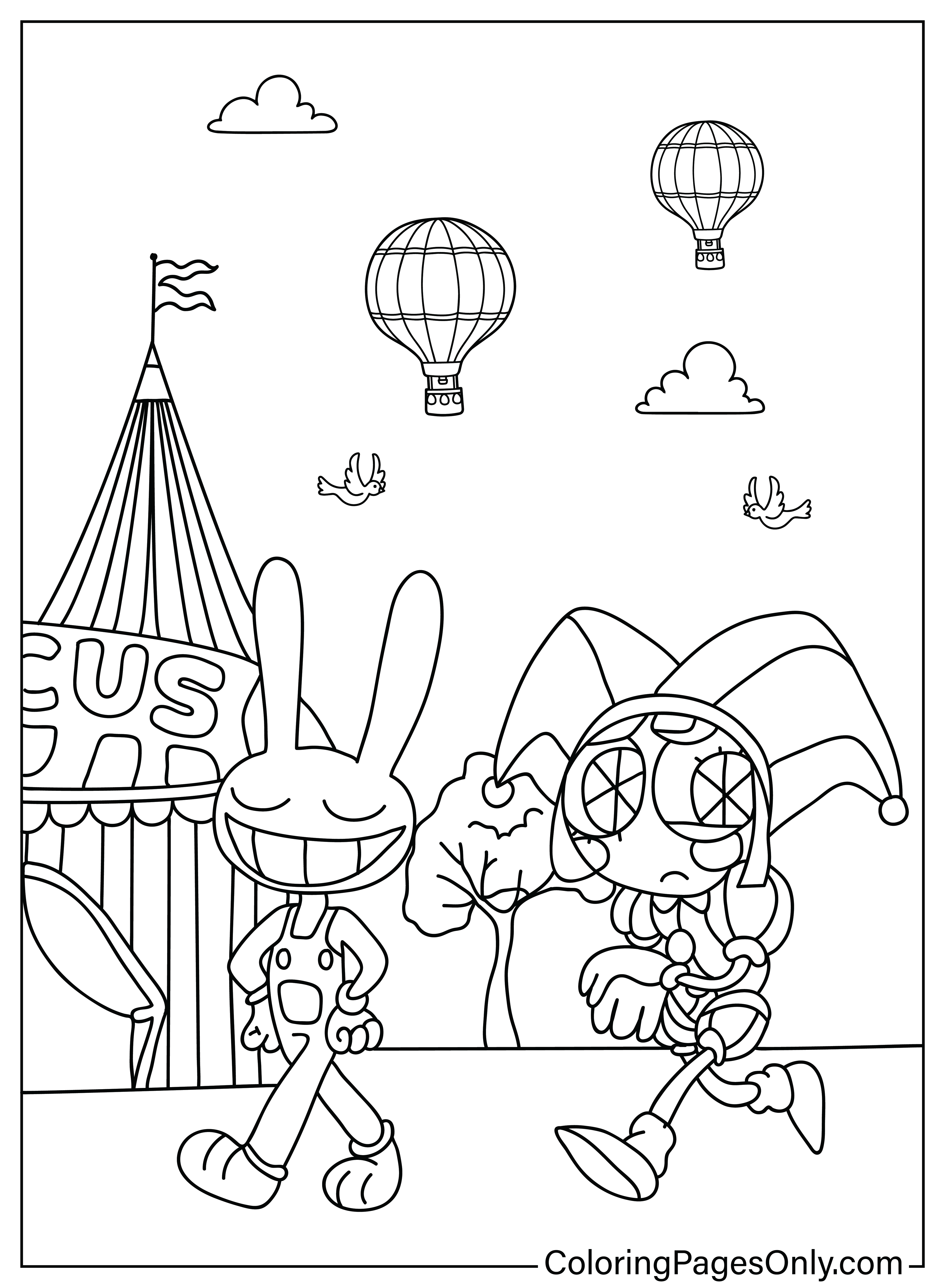 Pomni, Jax Coloring Page from Pomni