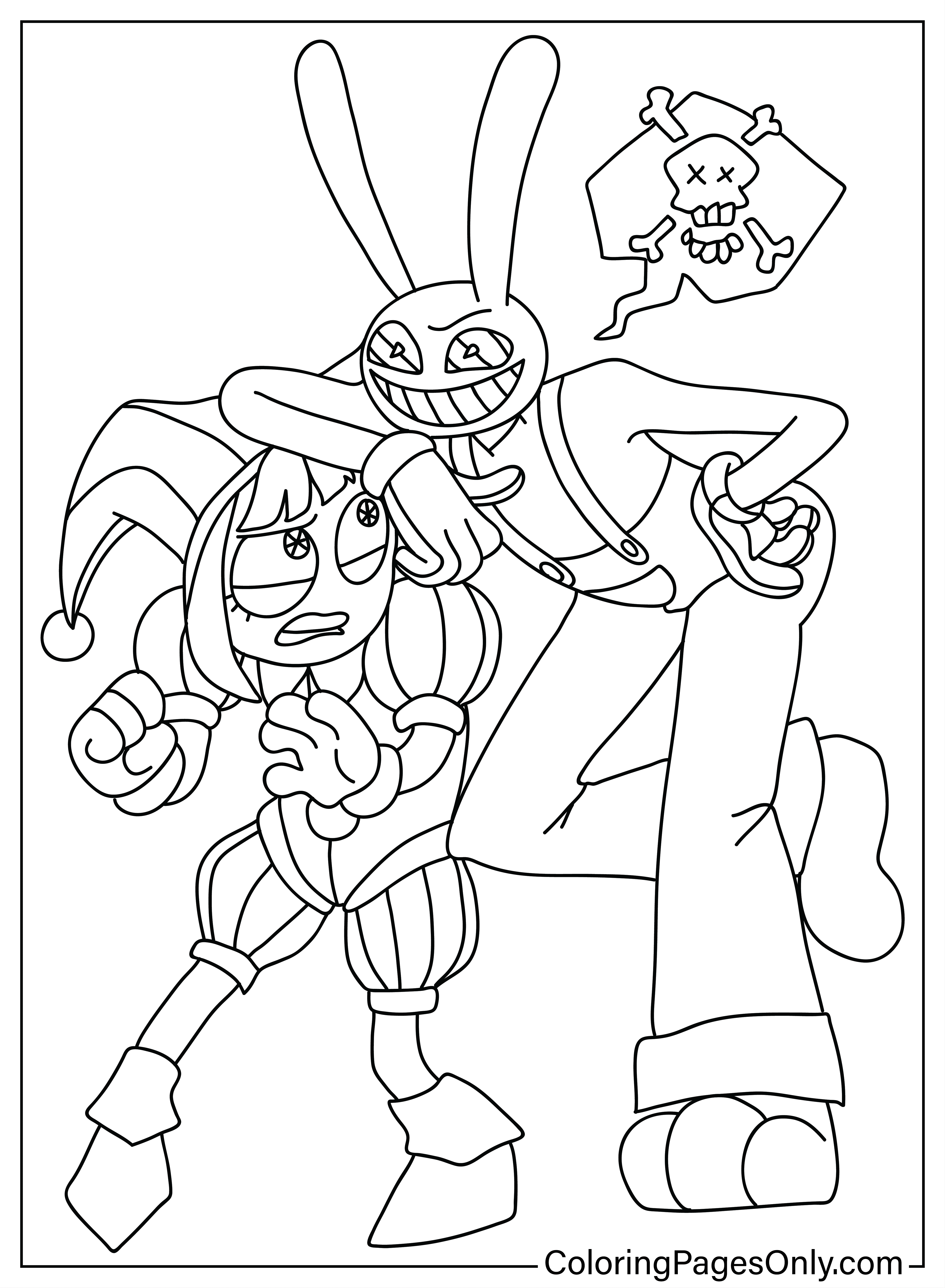 Pomni and Jax Coloring Page from Pomni