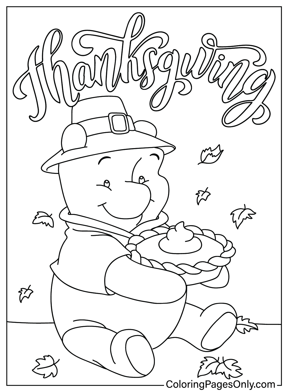 Pooh Thanksgiving Coloring Page