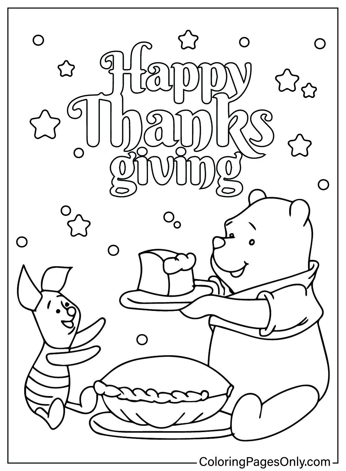 Pooh and Piglet Thanksgiving Coloring Page from Disney Thanksgiving