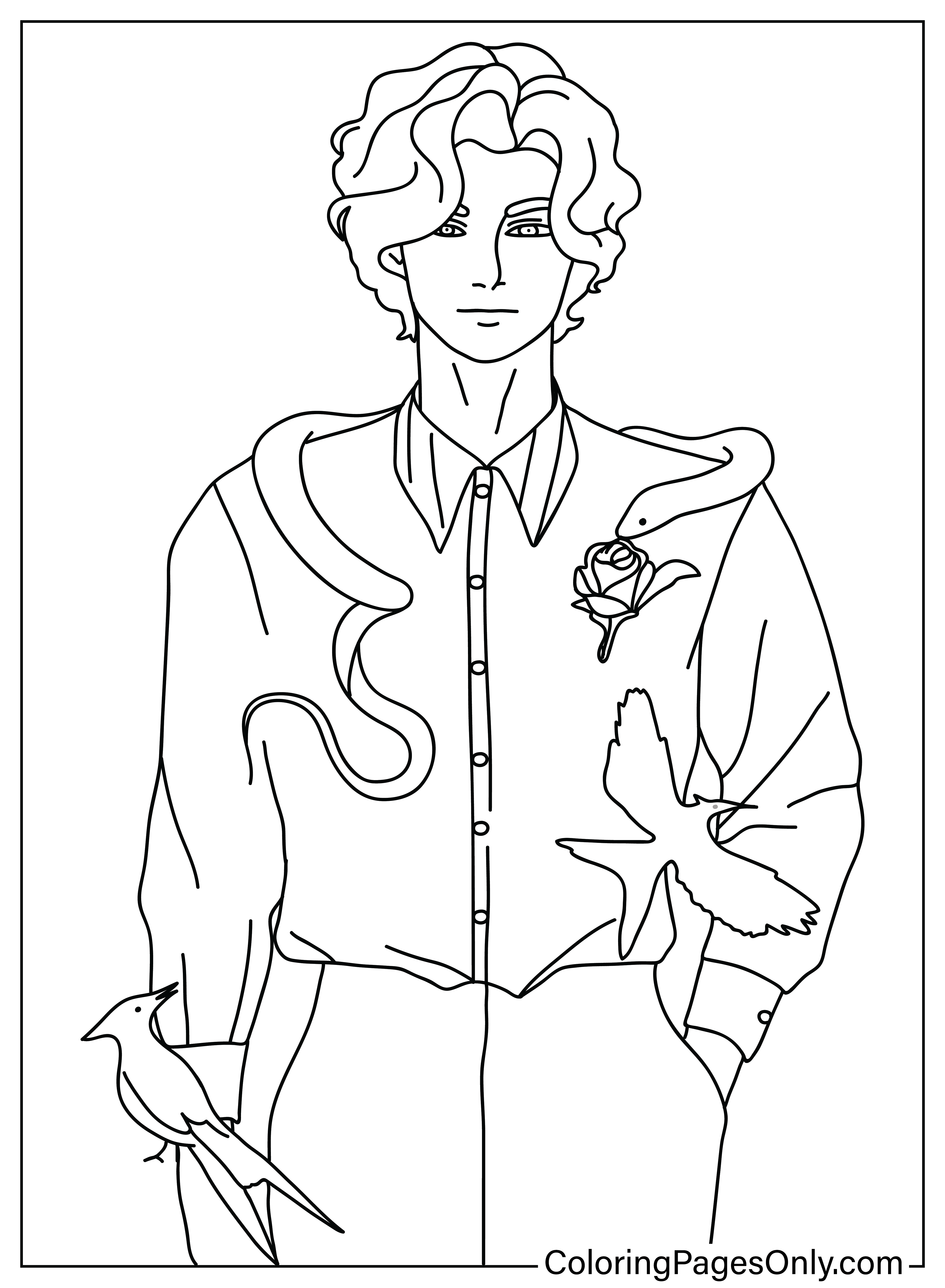 Coloriage du président Snow de The Hunger Games : La ballade des oiseaux chanteurs et des serpents