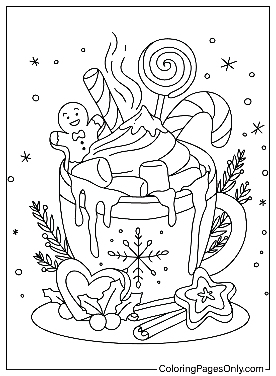 Página para colorir de Milkshake de Natal para impressão em Milkshake de Natal
