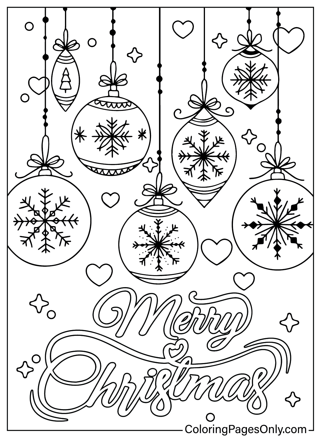 Page de coloriage imprimable des décorations de Noël à partir des décorations de Noël