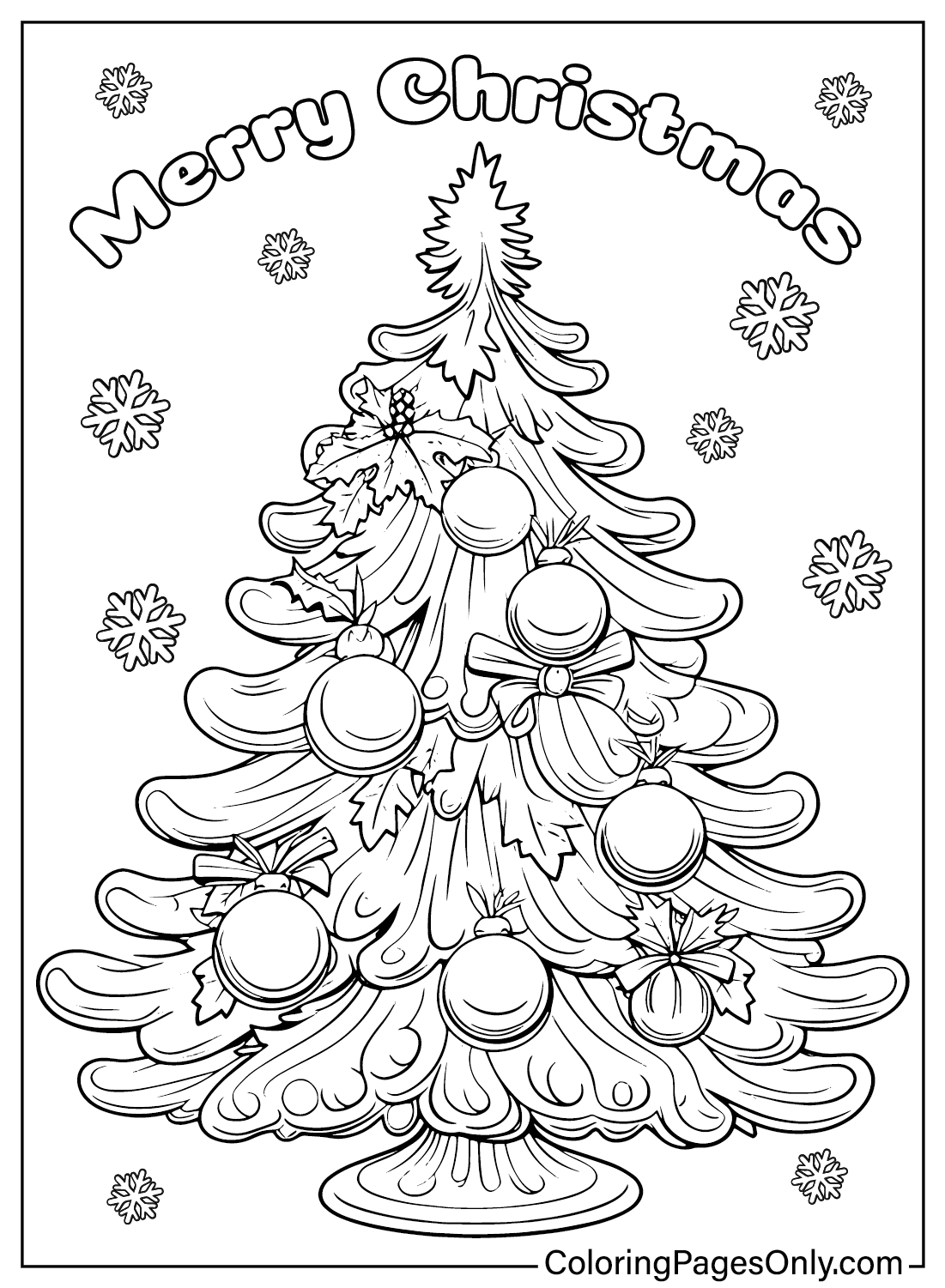 Druckbare Weihnachtsbaum-Malseite von Weihnachten 2024