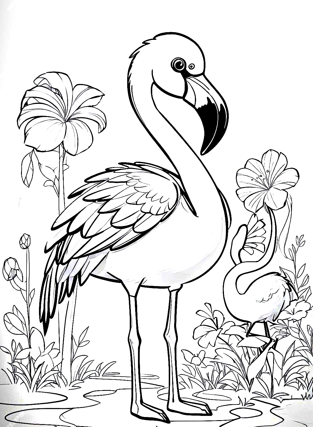Printable Flamingo Color Page