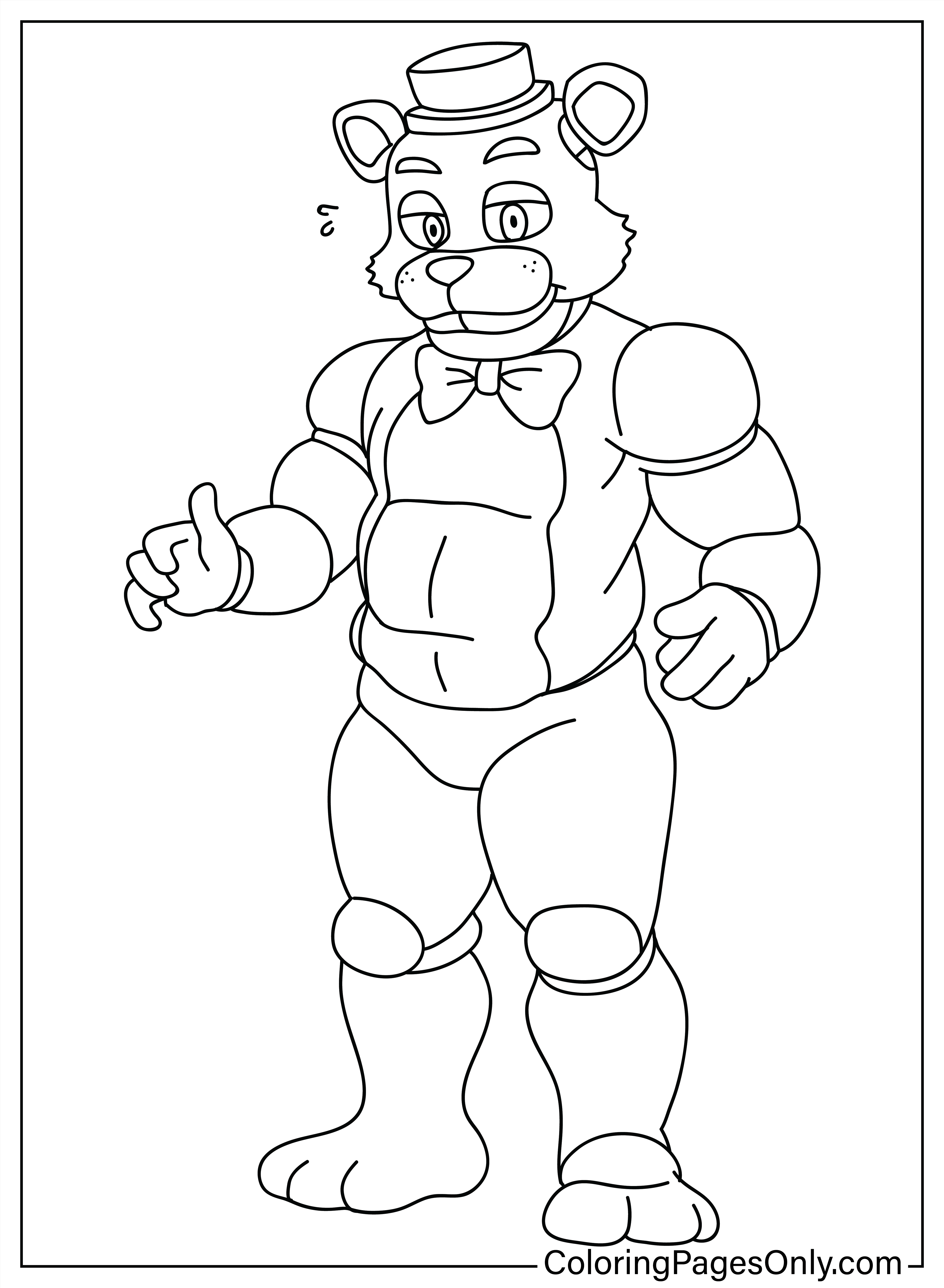 Printable Freddy Fazbear Coloring Page from Five Nights At Freddy's 2