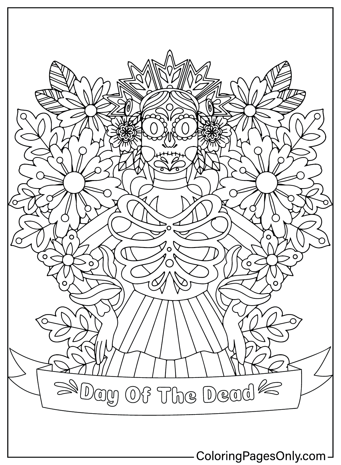 Printable Free Day of The Dead Coloring Page from Day Of The Dead
