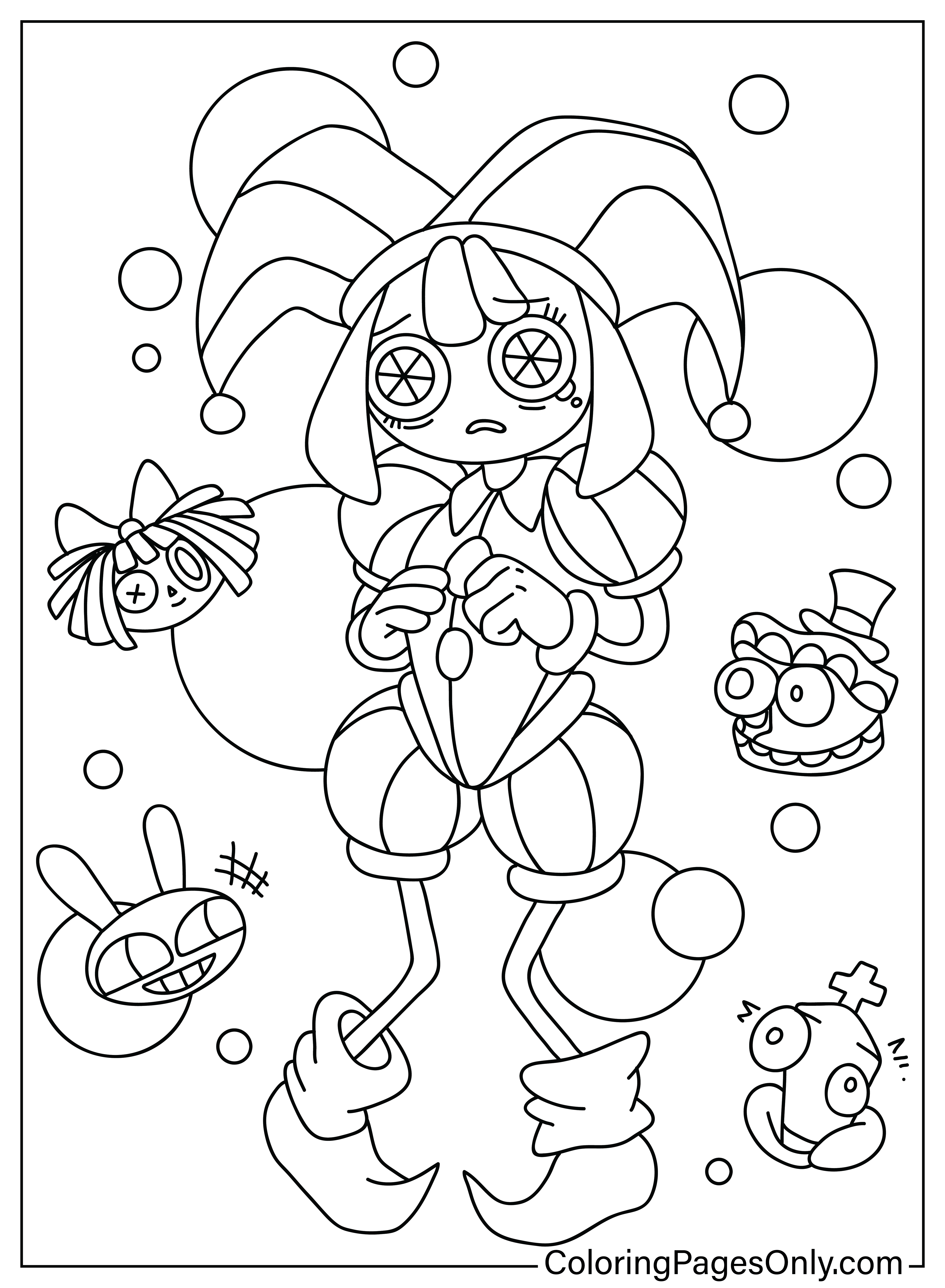 Printable Pomni Coloring Page from The Amazing Digital Circus