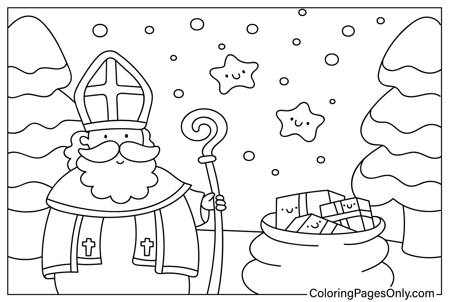 Pagina da colorare stampabile del giorno di San Nicola dal giorno di San Nicola