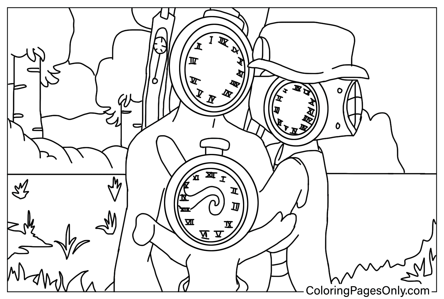 Folhas para colorir Titan ClockMan para impressão de Titan Clock Man