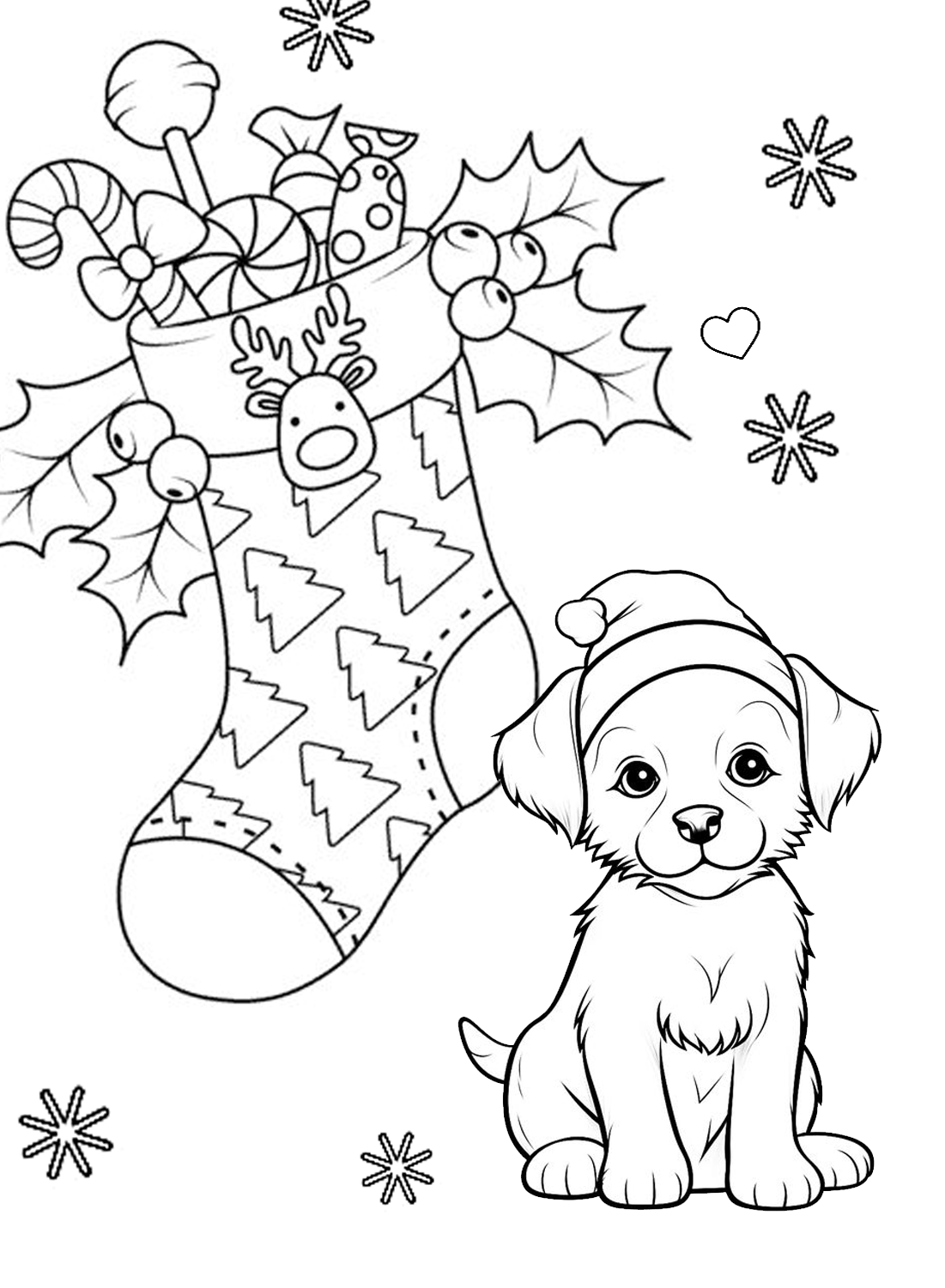 Puppy Christmas Coloring Sheets