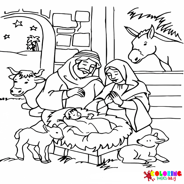Религиозные рождественские раскраски