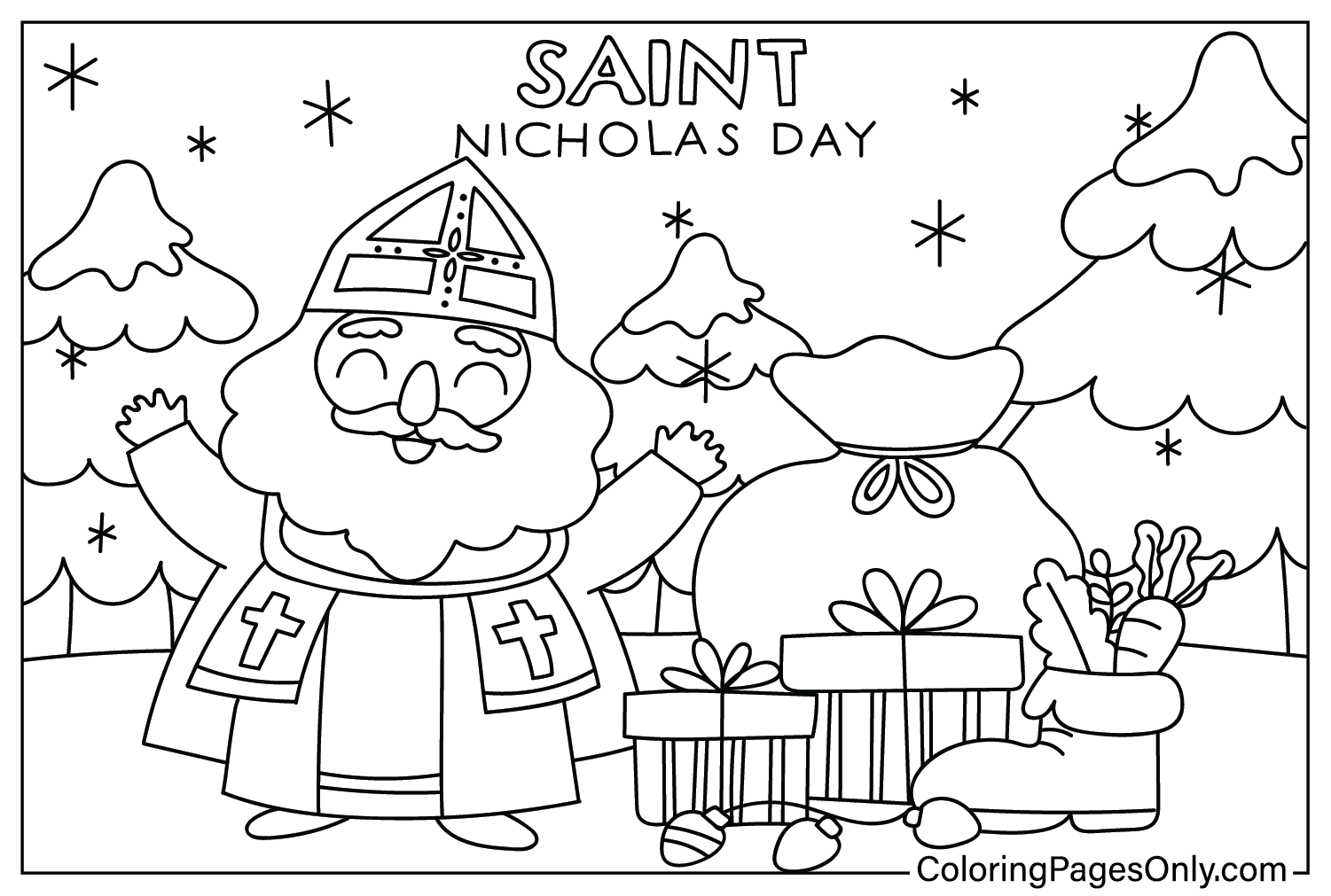 Página para colorir do Dia de São Nicolau grátis no Dia de São Nicolau