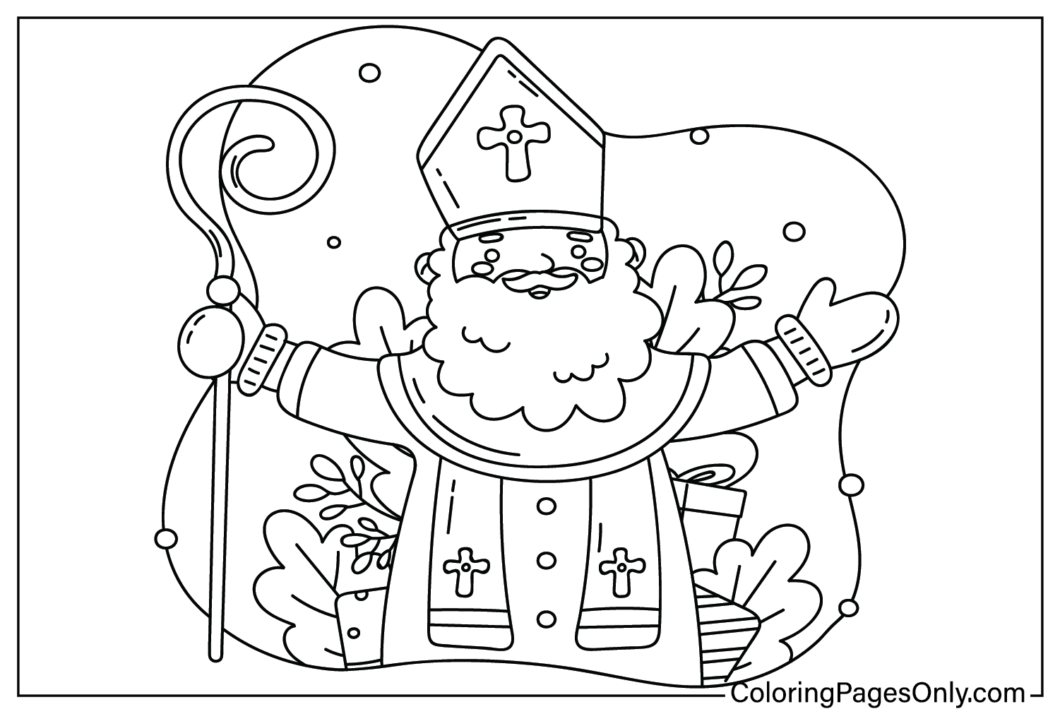 Página para colorir do Dia de São Nicolau para imprimir do Dia de São Nicolau