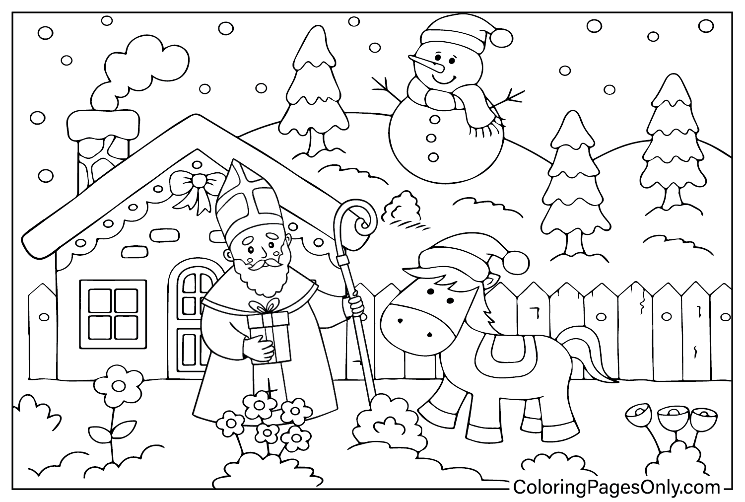 Página para colorir do Dia de São Nicolau para impressão do Dia de São Nicolau