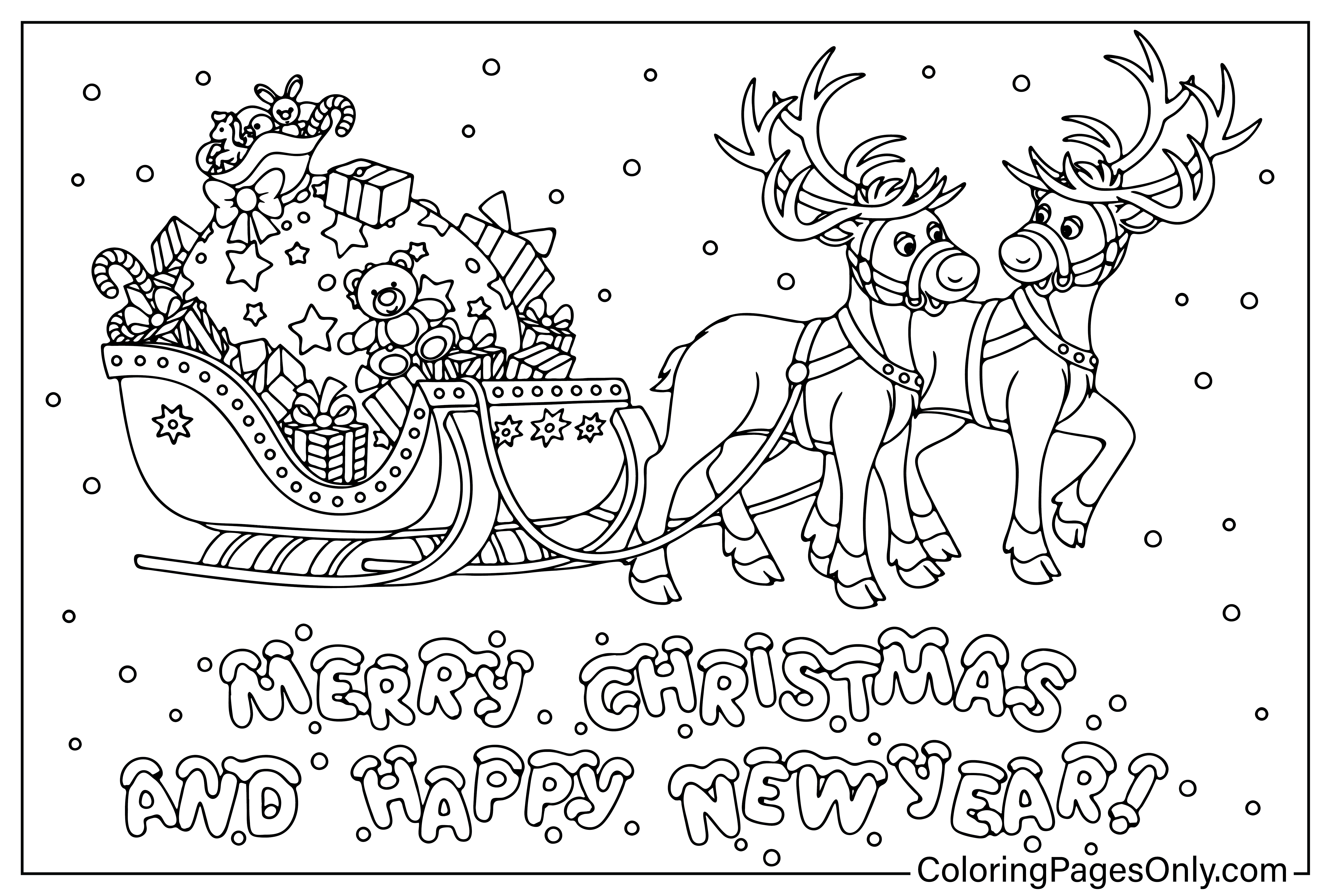 Santa Claus and Reindeer Coloring Page