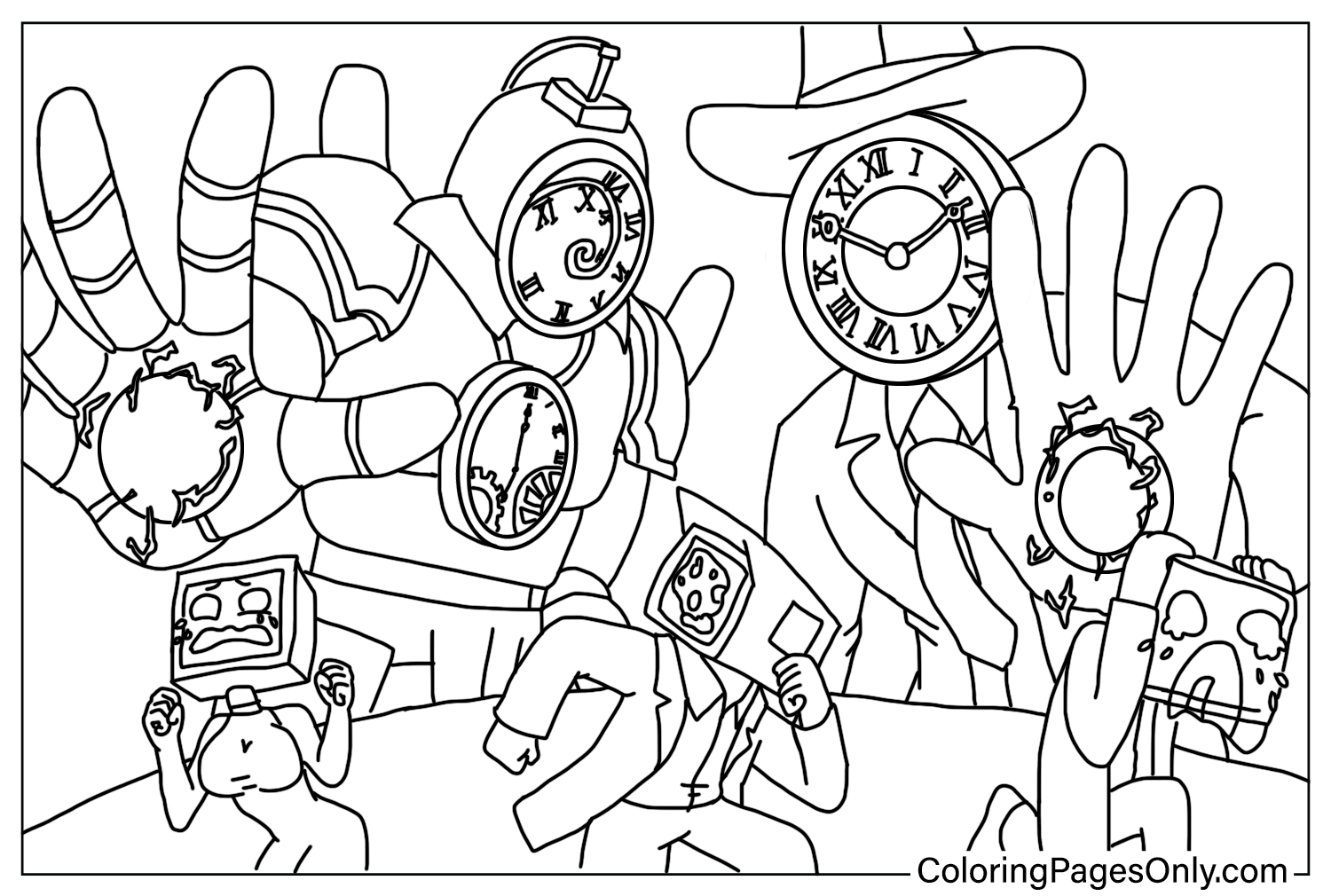 Página para colorir Skibidi Toilet Multiverse Titan ClockMan de Titan Clock Man