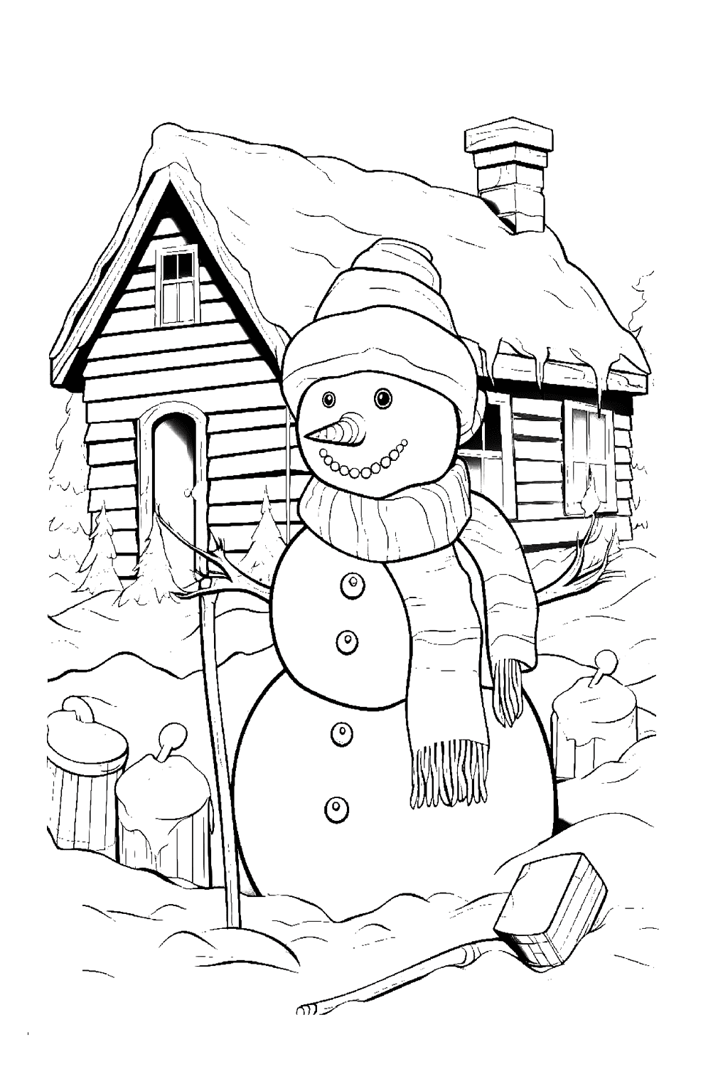 Раскраска Снеговик для печати