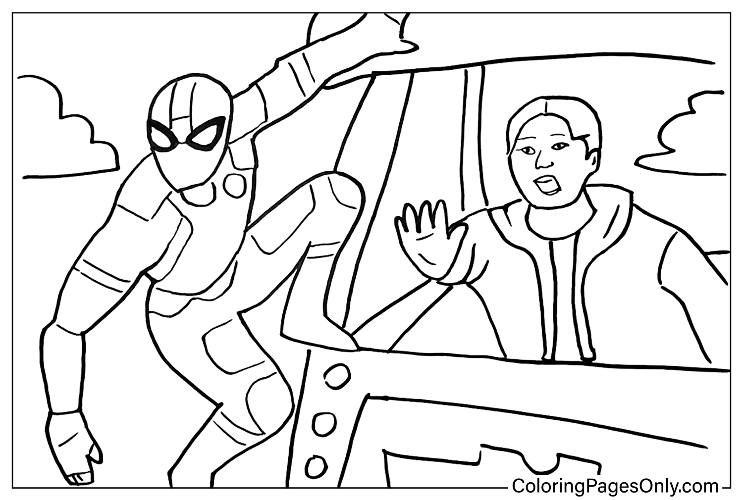 Spider man and Ned Leeds Coloring Pages from Spider-Man Far From Home