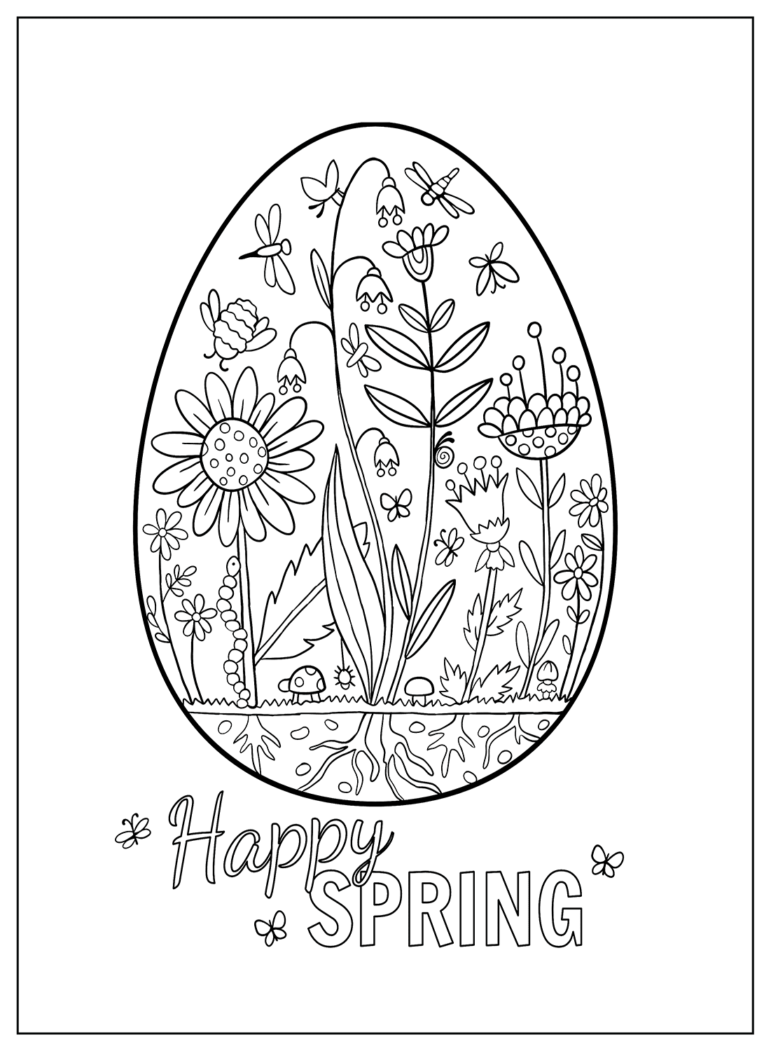 Página para colorir de primavera para impressão